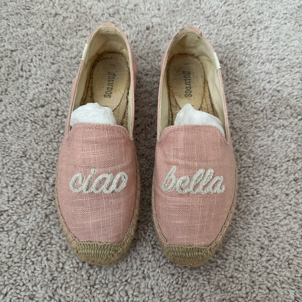Soludos Pink Ciao Bella Smoking Espadrille Flats